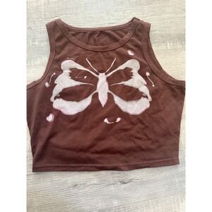 Y2K Fairy-Grunge Brown Butterfly Graphic Crop Top